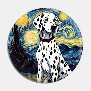 Dalmatian Dog Breed Painting in a Van Gogh Starry Night Art Style Pin