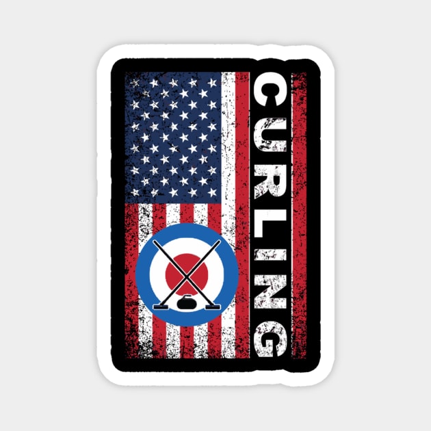 Usa Red White And Blue American Flag Curling 4Th Of July Magnet by Weirdcore