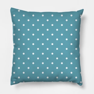 Teal Blue Mini Polka Dots Pattern Pillow