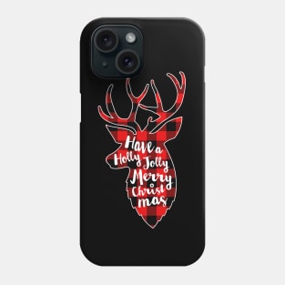 Reindeer Red Plaid Vintage Merry Xmas Buffalo Deer Christmas Family Pajama Gift Phone Case