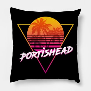 Portishead - Proud Name Retro 80s Sunset Aesthetic Design Pillow