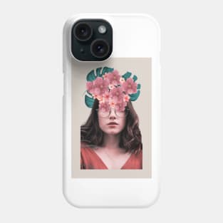 Girl with flowers collage Phone Case