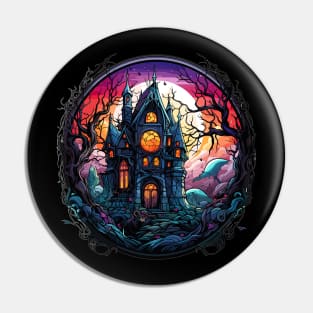 Stained Glass Haunted House Pin