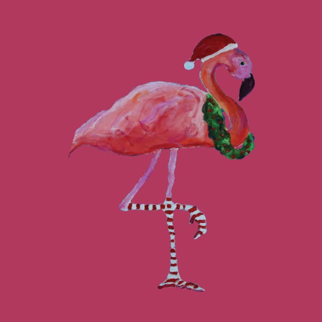 flamingo christmas painting by AudreyJane