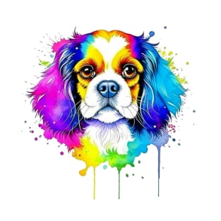 Colorful Cavalier King Charles Spaniel Splatter Art - Doggie Delight T-Shirt