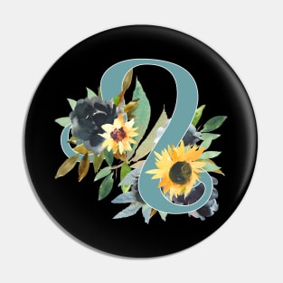 Leo Horoscope Zodiac Blue Sunflower Design Pin
