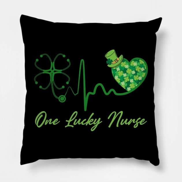 One Lucky Nurse Scrub RN ICU ER St Patricks Day Nurses Pillow by HEAHLEEHAH