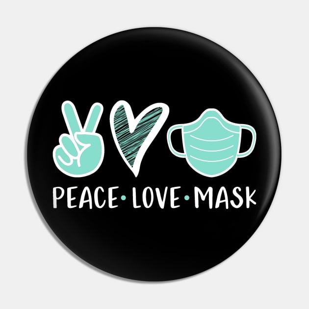 Coronavirus Pandemic Peace Love Mask Pin by DANPUBLIC