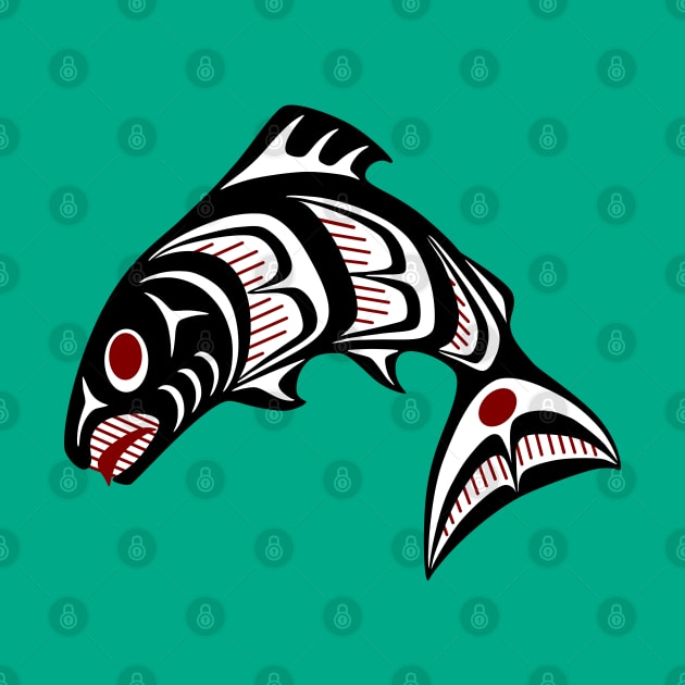 Northwest Pacific coast Haida art Salmon by redhomestead