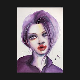 Purple watercolour portrait T-Shirt