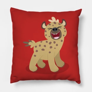 Cute funny hyena laughing cartoon illustration Pillow