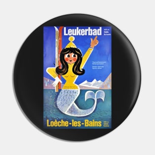 Leukerbad, Station thermale, Ski Poster Pin