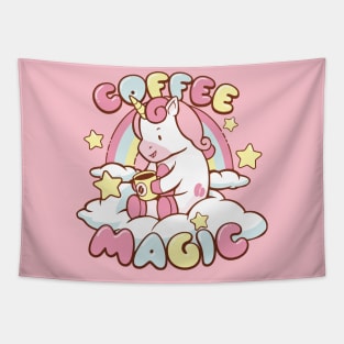 coffee magic unicorn Tapestry