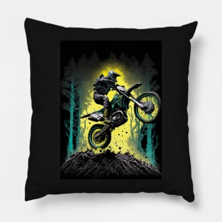 Cyber Future Dirt Bike With Neon Colors Pillow