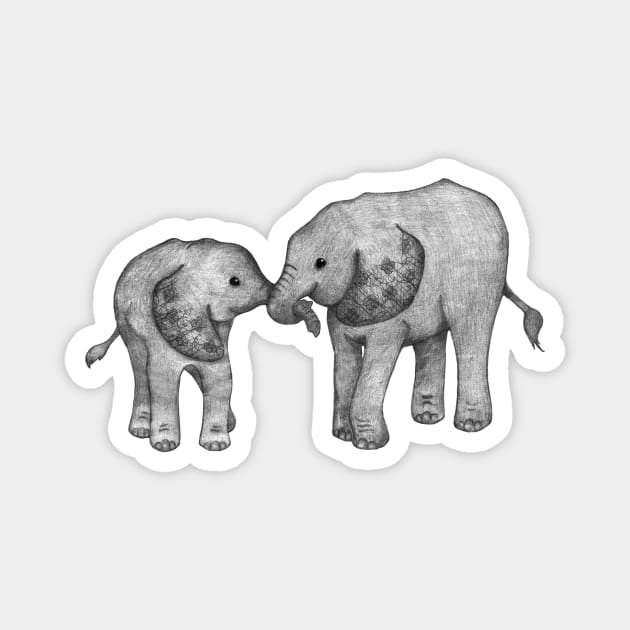 Baby Elephant Affection Magnet by PerrinLeFeuvre