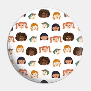 Kid portraits pattern Pin