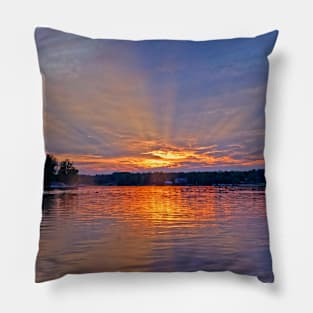 Radiant Sunset Over Lake Lancelot Pillow