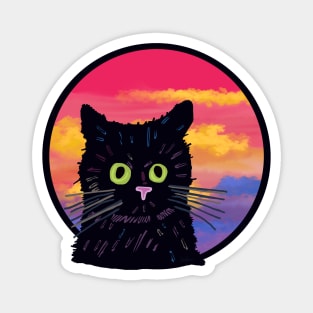 Upset Cat in front of Sunset Magnet