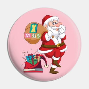 Santa Claus with a bag of presents Pin