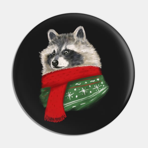 Winter Raccoon Pin by Luna Illustration