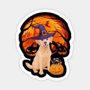 Labrador pumpkin witch Magnet