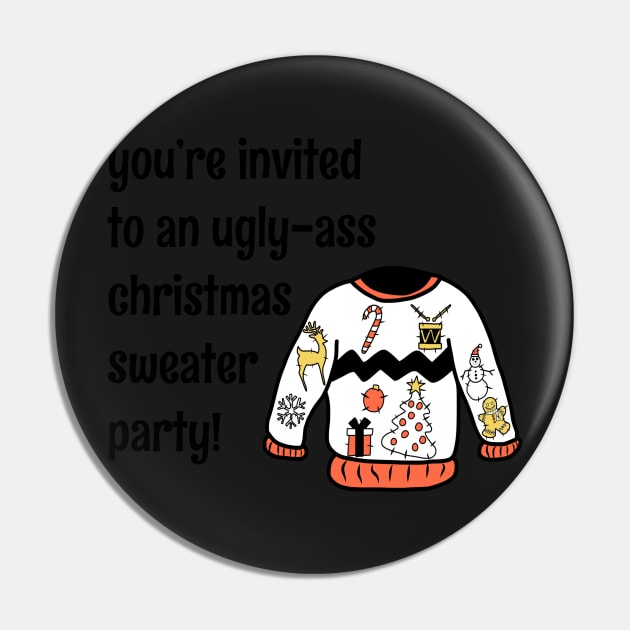 Funny Ugly Christmas Sweater Party Invitation Pin by faiiryliite