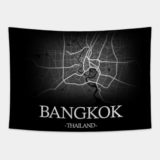 Bangkok City Map - White Cartography Tapestry