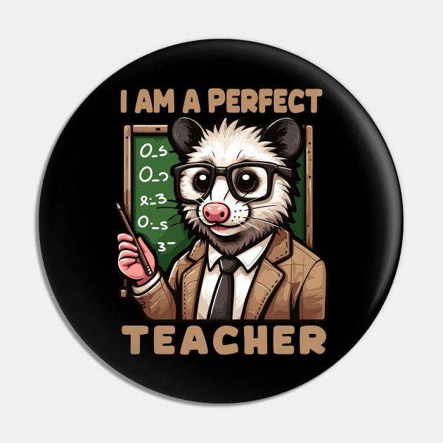 Kawaii Opossum Teacher With Glasses Pin by MoDesigns22 