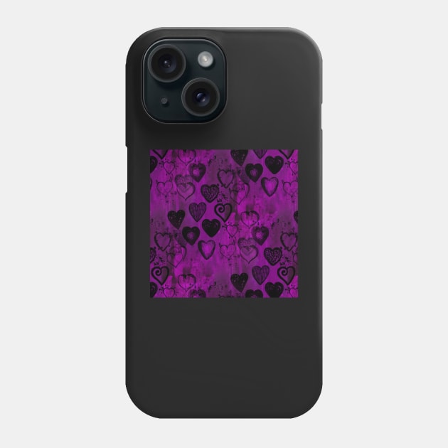 Purple Grunge Hearts Phone Case by KirstenStar 