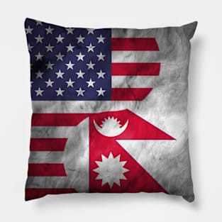 USA and Nepal Dual Flag Yin Yang Combination Pillow