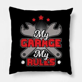 My Garage My Rules Car Mechanic Gift Pillow