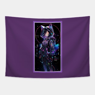 Anime Cute Cat Girl | Quality Anime Girl Artwork | Sci-Fi Manga Girl Anime Art Tapestry