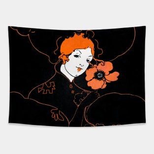 Redhead girl with flower from the 20s Tapestry