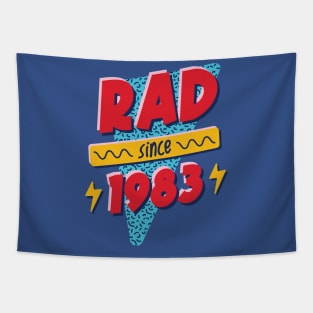 Rad Since 1983 // Retro Memphis Style 90s Nostalgia Tapestry