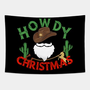 Howdy Christmas-Retro Western Santa Christmas 2023 Tapestry