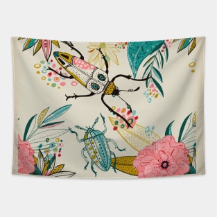 Insects Flowers Nature Tapestry