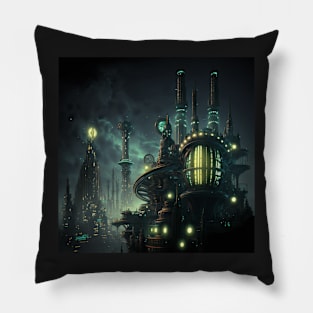 Steampunk Night City Pillow