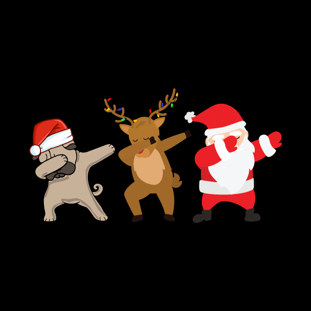 santa pug reindeer dabbing for christmas by Mced