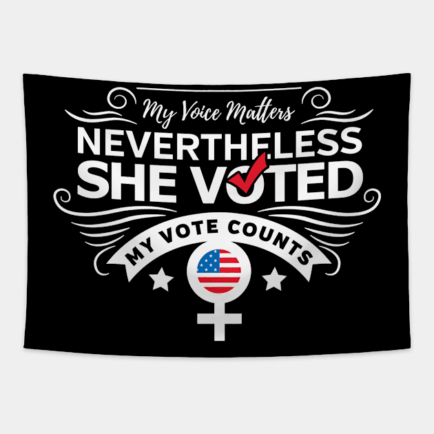 Nevertheless She Voted Feminist Republican Vote Tapestry by RadStar