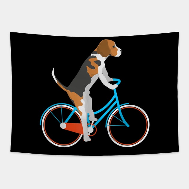 Biking Bicycling Beagle Dog on Bicycle Tapestry by Xamgi