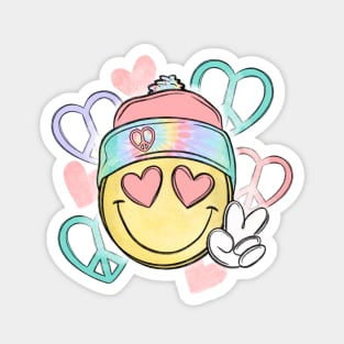 Smiley Face Hearts Peace Love Happiness Hippie Magnet