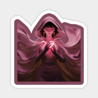 mystery fashion flowing pink robe, hood drawn up Magnet