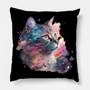 Portrait of an adorable and beautiful cat watercolor Pillow