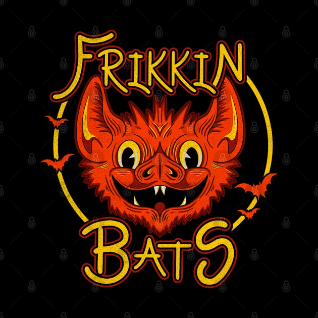 Frikkin Bats Orange by LeMae Macabre