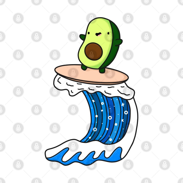 Funny Surfing Avocado by Sofia Sava