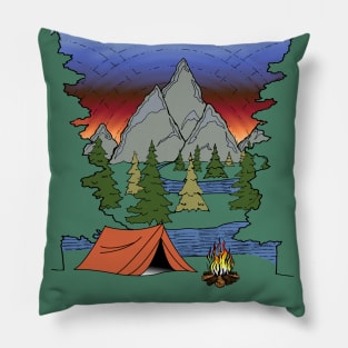 Camp Life Illustration Pillow