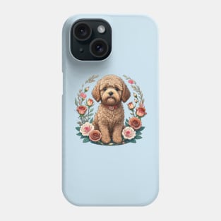 Mini Goldendoodle Puppy With Roses Phone Case