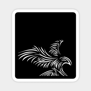 A Bird Flying Down and Landing - Black and White Design Magnet