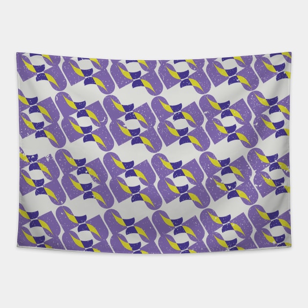 Purple and Yellow Rounded Shapes Tapestry by Ezzkouch