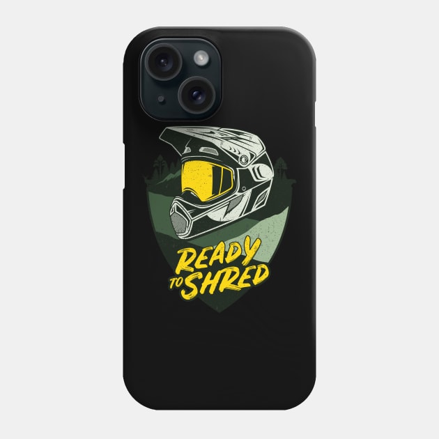 MTB Downhill Mountain Biker Ready To Shred Helmet Phone Case by Foxxy Merch